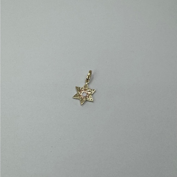 14k Solid Gold Two Tone Star of David CZ Pendant - Picture 5 of 8